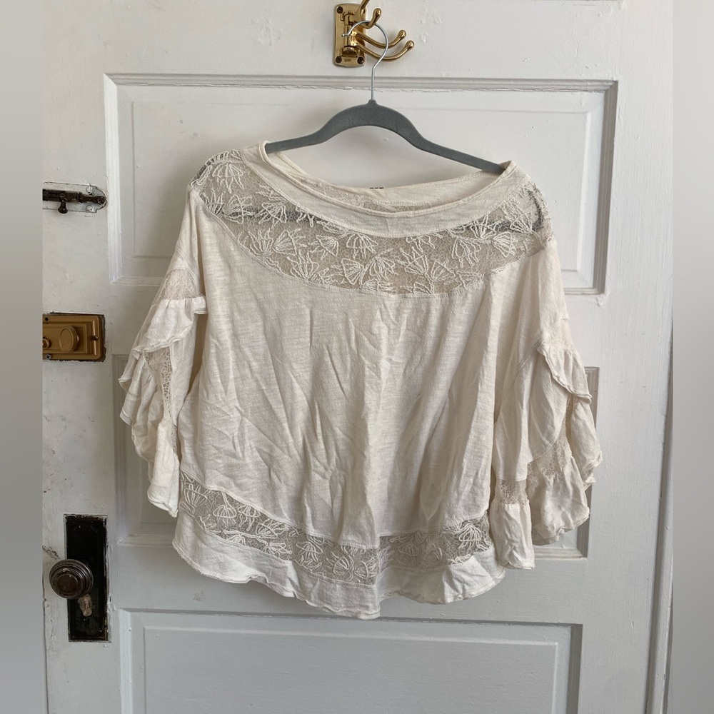 Free People Cream Lace Women's Top Size Medium
